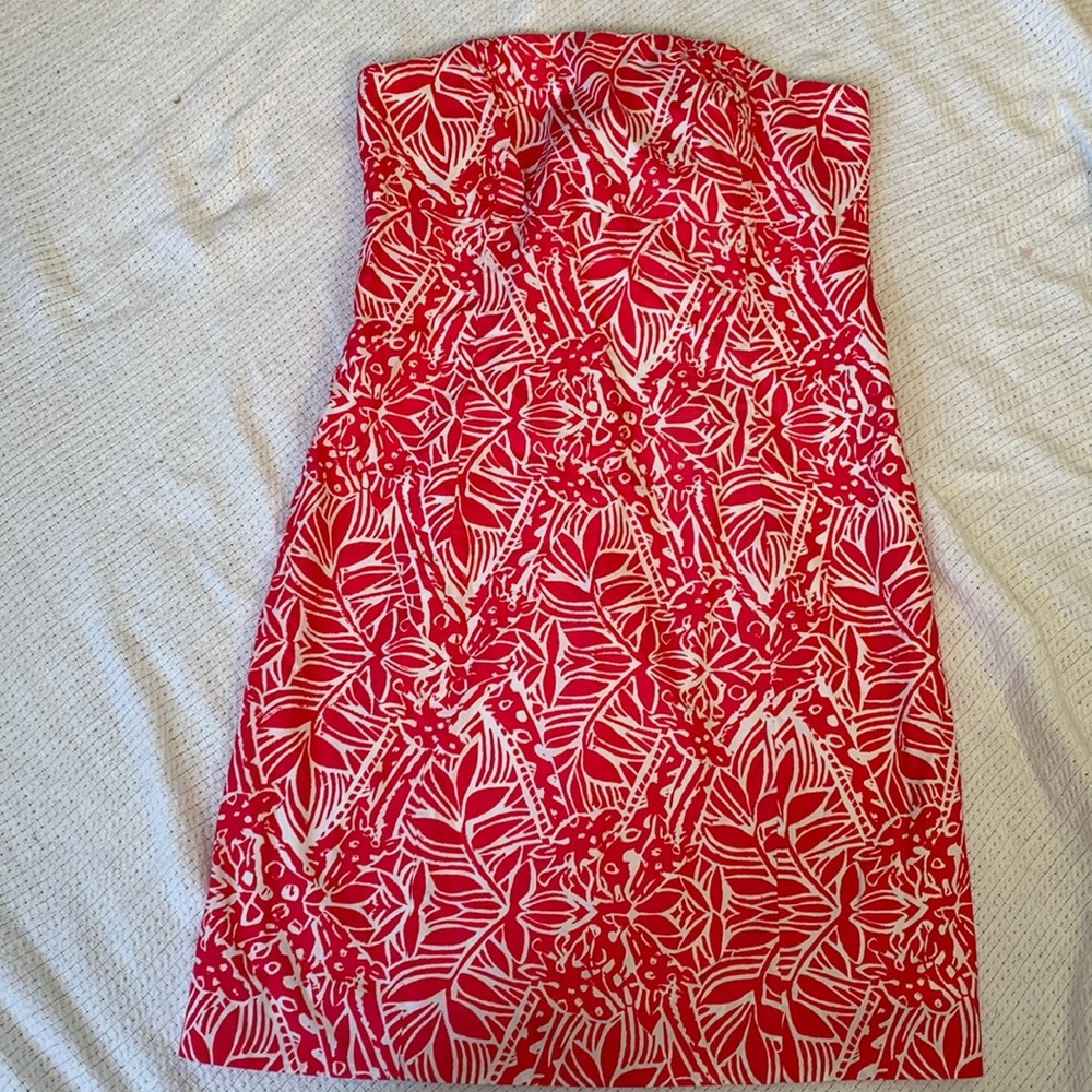 Lilly Pulitzer Punch Pink Giraffe Print Mini Strapless Dress